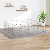 Vidaxl Petts Cage avec porte 52 panneaux 35x35 cm en acier noir