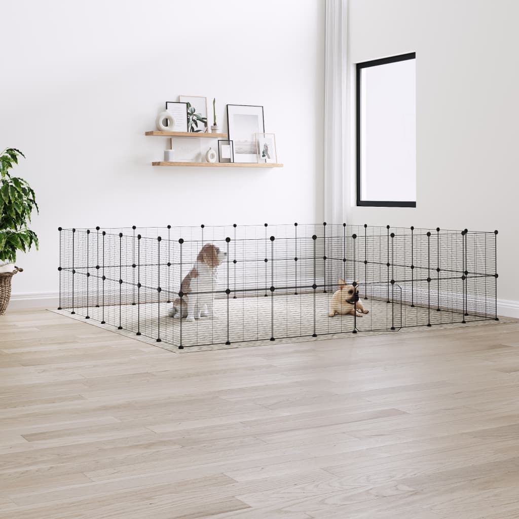 Vidaxl Pet Cage med dør 60 paneler 35x35 cm stål sort