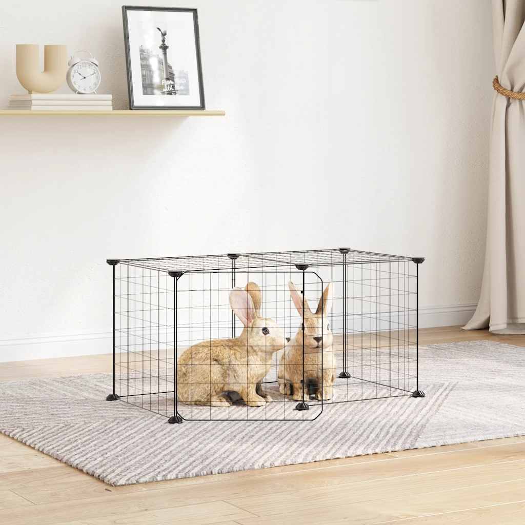Vidaxl Petts Cage avec porte 8 panneaux 35x35 cm en acier noir