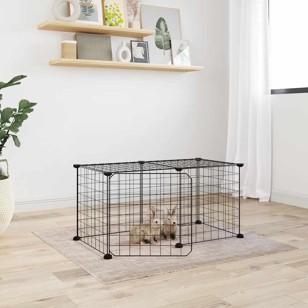 Vidaxl Petts Cage avec porte 8 panneaux 35x35 cm en acier noir