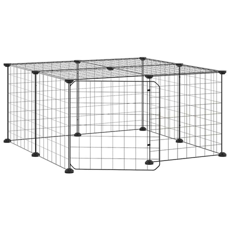 Vidaxl Petts Cage avec porte 12 panneaux 35x35 cm en acier noir