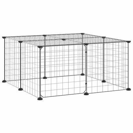 Vidaxl Petts Cage avec porte 12 panneaux 35x35 cm en acier noir