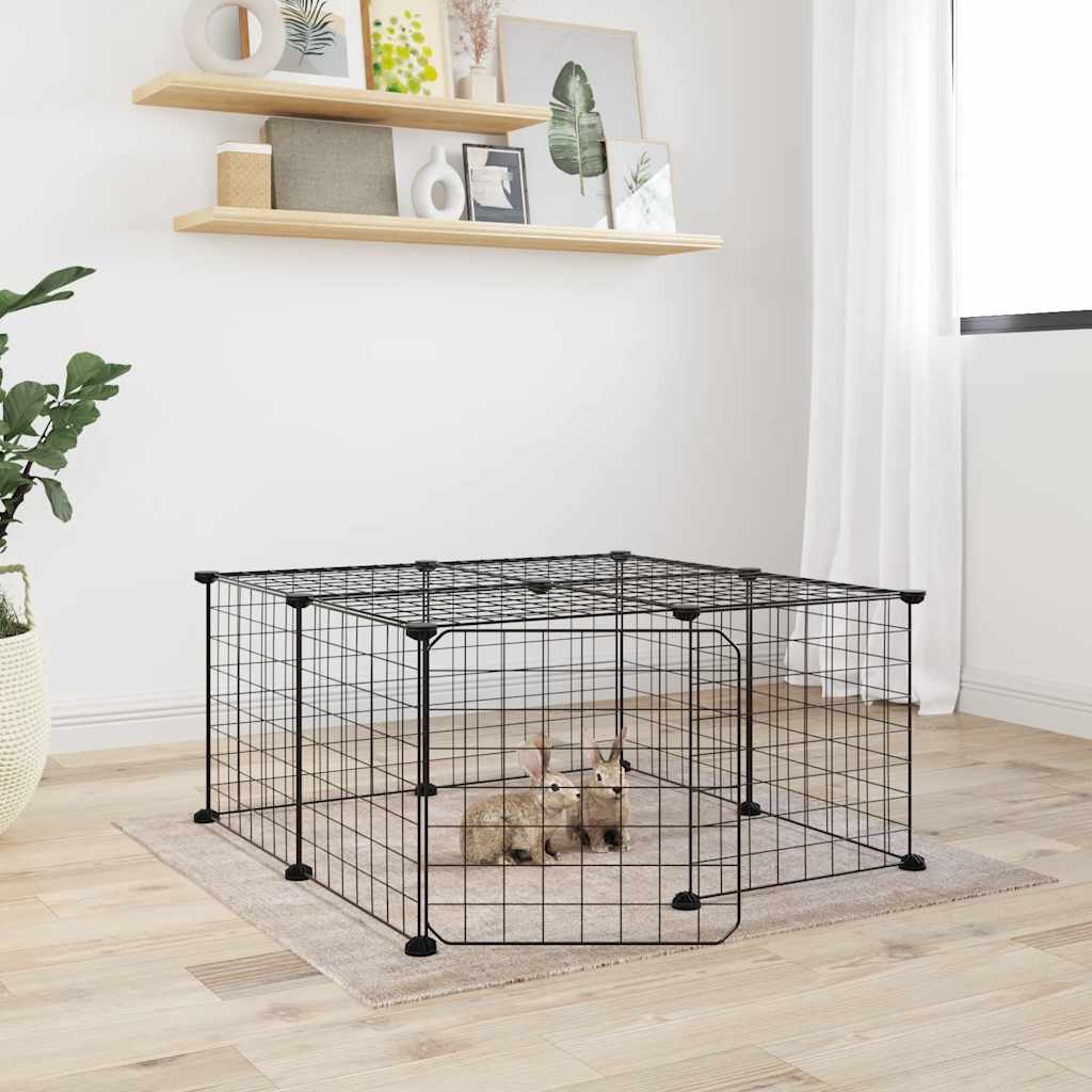 Vidaxl Petts Cage avec porte 12 panneaux 35x35 cm en acier noir