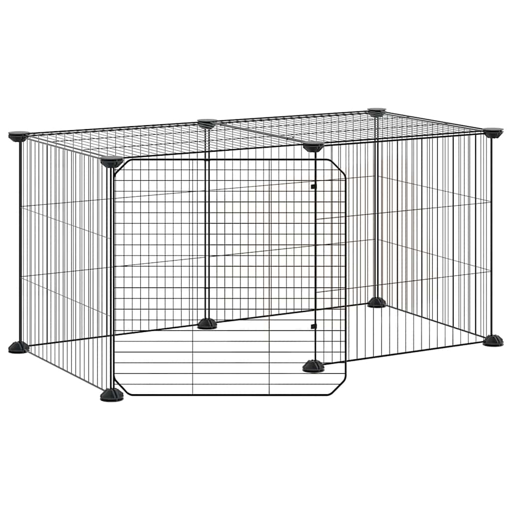 Vidaxl Petts Cage avec porte 8 panneaux 35x35 cm en acier noir