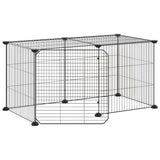 Vidaxl Petts Cage avec porte 8 panneaux 35x35 cm en acier noir