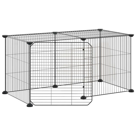 Vidaxl Petts Cage avec porte 8 panneaux 35x35 cm en acier noir