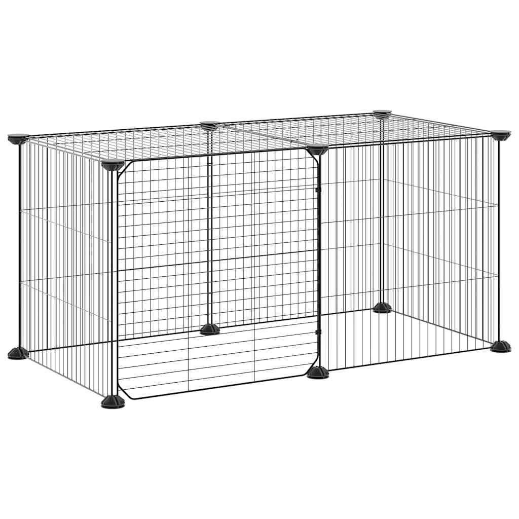 Vidaxl Petts Cage avec porte 8 panneaux 35x35 cm en acier noir
