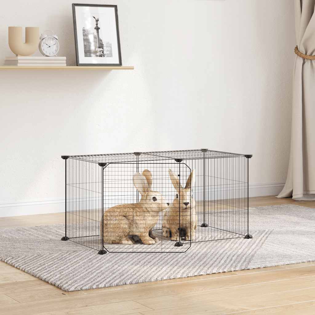 Vidaxl Petts Cage avec porte 8 panneaux 35x35 cm en acier noir