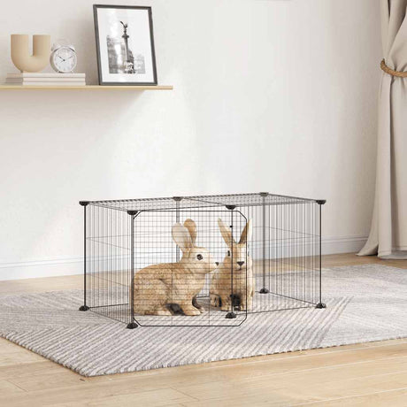 Vidaxl Petts Cage avec porte 8 panneaux 35x35 cm en acier noir