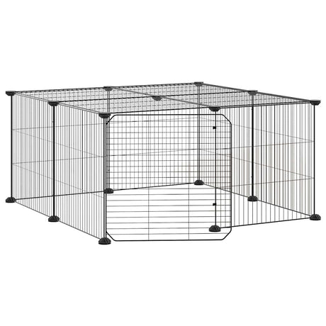 Vidaxl Petts Cage avec porte 12 panneaux 35x35 cm en acier noir