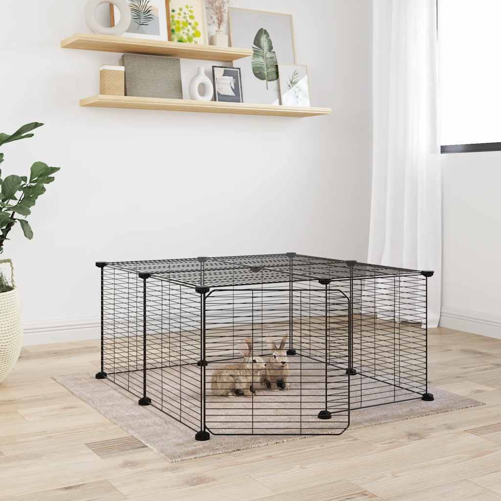 Vidaxl Pets Cage se dveřmi 12 panelů 35x35 cm ocel černá