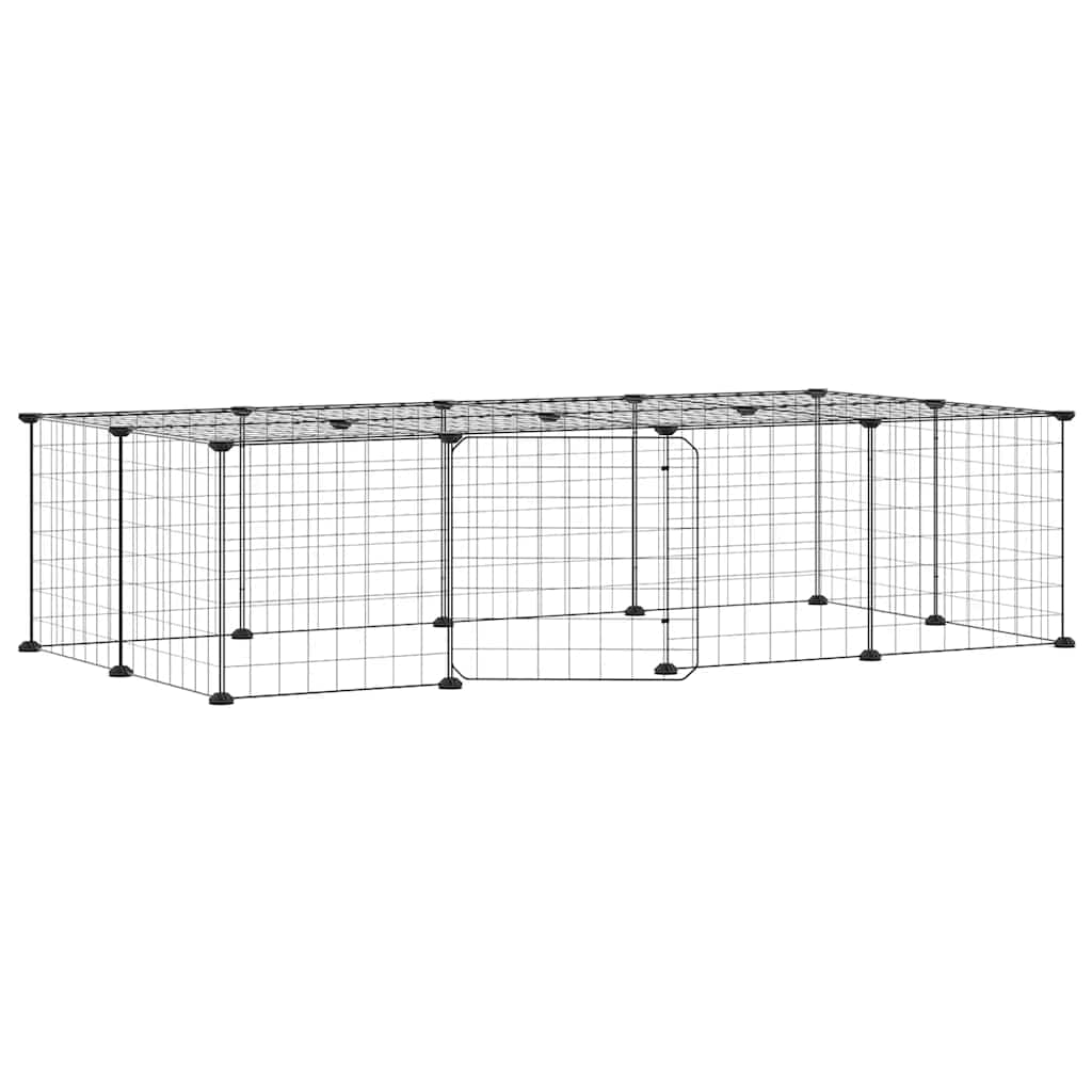 VidaXL cage pour animaux de compagnie avec porte 20 panneaux 35x35 cm acier noir