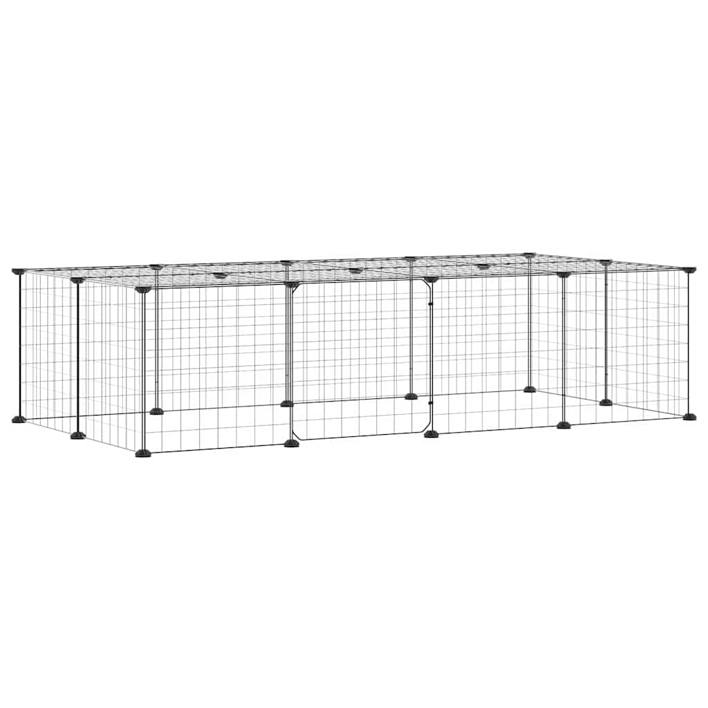 VidaXL cage pour animaux de compagnie avec porte 20 panneaux 35x35 cm acier noir