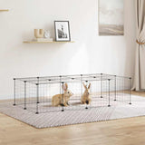 VidaXL cage pour animaux de compagnie avec porte 20 panneaux 35x35 cm acier noir