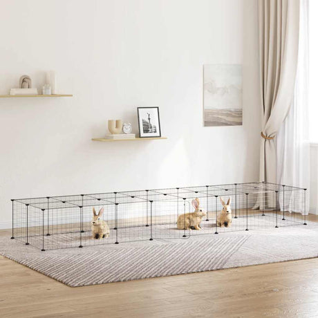 Vidaxl Petts Cage avec porte 36 panneaux 35x35 cm en acier noir