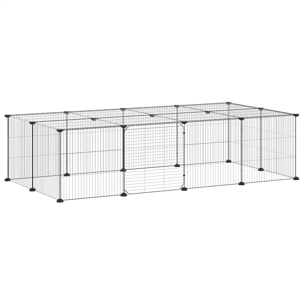 VidaXL cage pour animaux de compagnie avec porte 20 panneaux 35x35 cm acier noir
