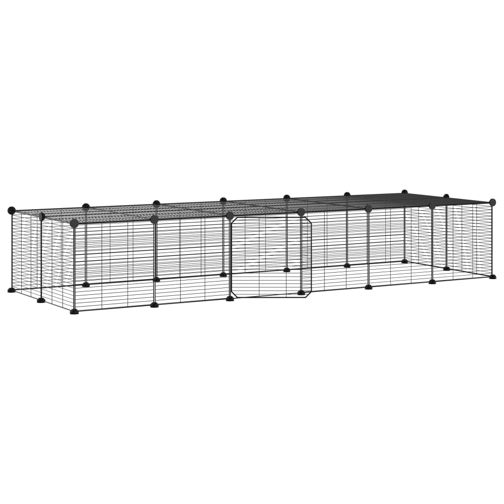 VidaXL Pets Cage With Door 28 Panels 35x35 Cm Steel Black