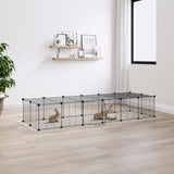 VidaXL Pets Cage With Door 28 Panels 35x35 Cm Steel Black