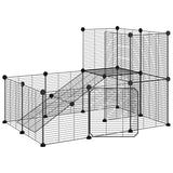 VidaXL Pets Cage With Door 20 Panels 35x35 Cm Steel Black