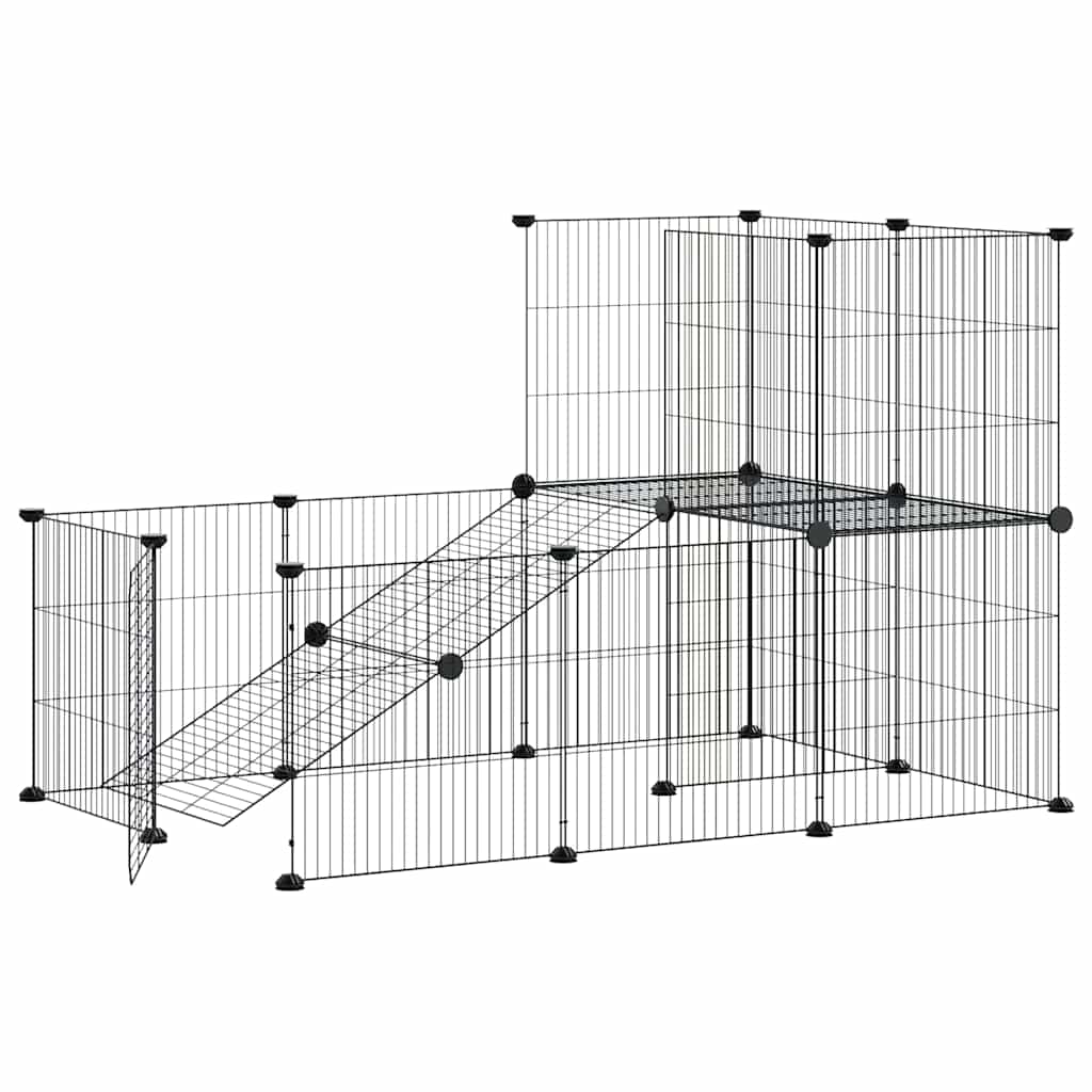 VidaXL cage pour animaux de compagnie avec porte 20 panneaux 35x35 cm acier noir