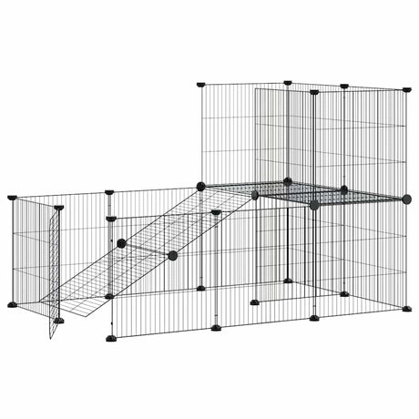 Cage Vidaxl animaux avec porte 20 panneaux 35x35 cm en acier noir
