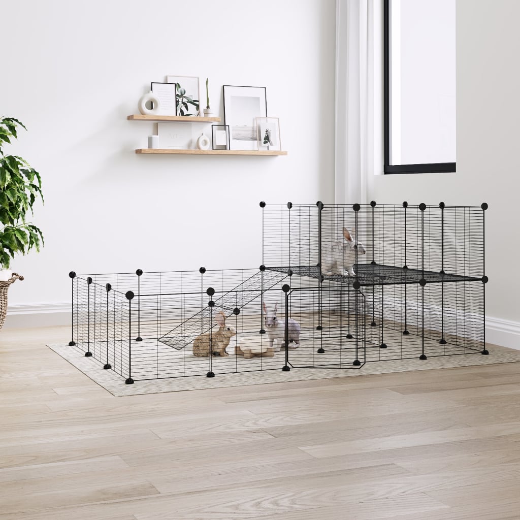 Vidaxl Pets Cage med dør 36 paneler 35x35 cm stål svart