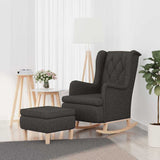 Vidaxl fauteuil met schommelpoten en voetenbank stof donkergrijs