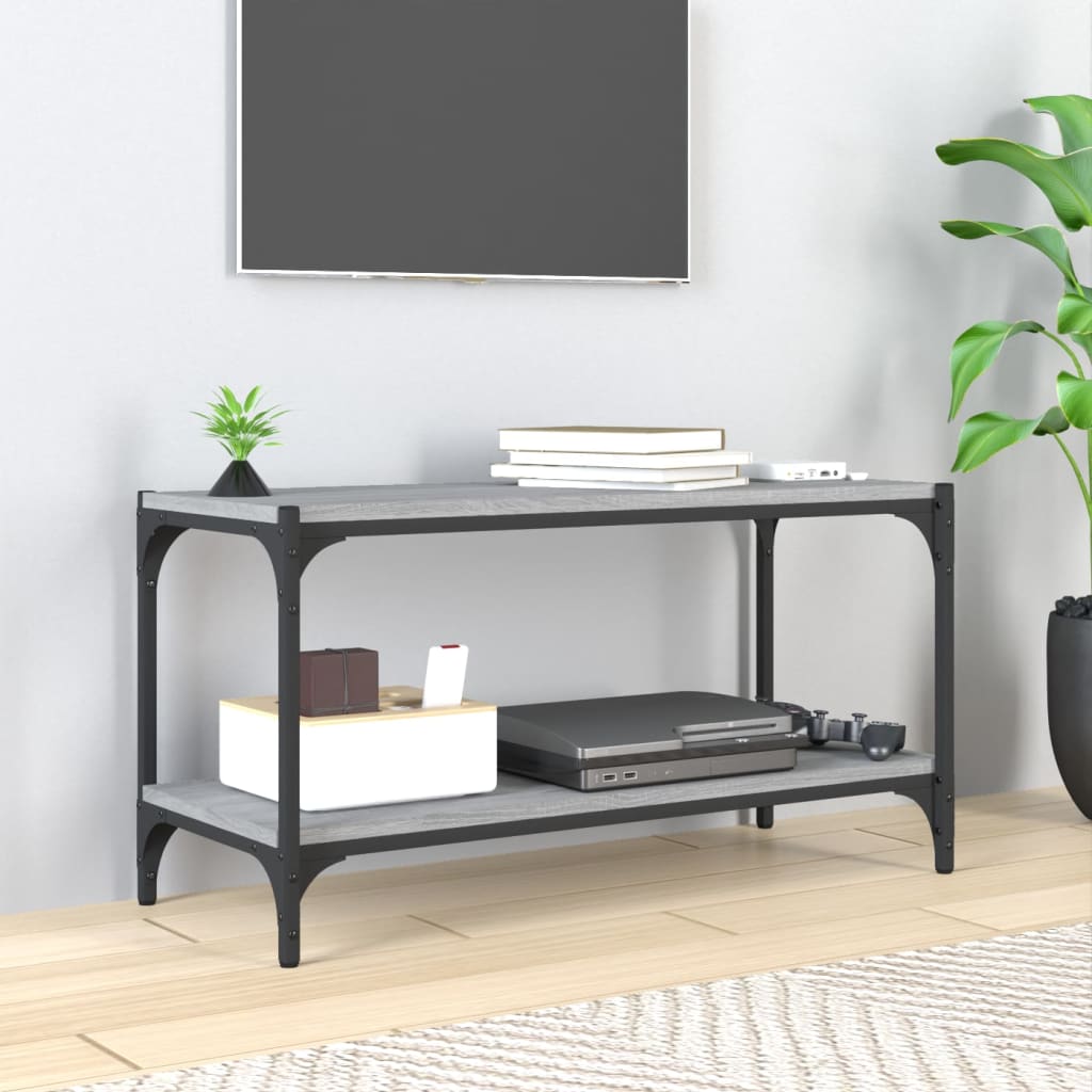 Vidaxl tv-meubel 80x33x41 cm bewerkt hout en staal grijs sonoma eiken