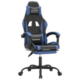 Vidaxl gamestoel draaibaar met voetensteun kunstleer zwart en blauw