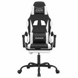 Vidaxl gamestoel draaibaar met voetensteun kunstleer zwart en wit