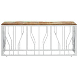 Vidaxl salontafel roestvrij staal en massief gerecycled hout zilver