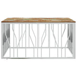 Vidaxl salontafel roestvrij staal en massief gerecycled hout zilver