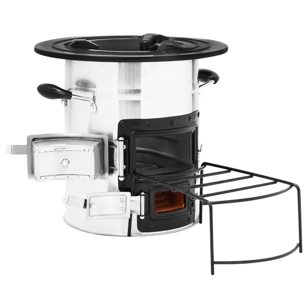Vidaxl Camping Wood Poêle 51.5x35x30.5 cm Couleur en argent en acier inoxydable