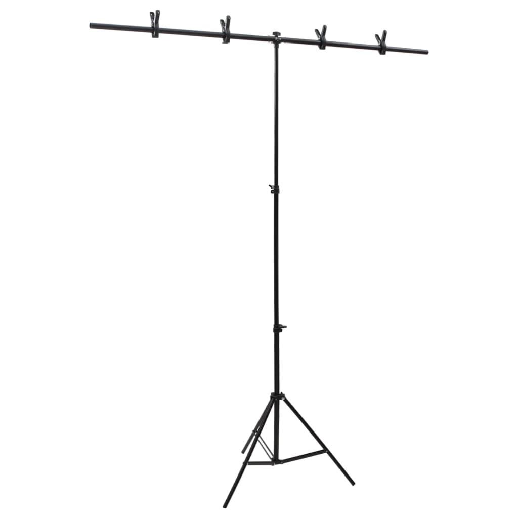 Vidaxl bakgrunnsstandard T-formet 151x60x (70-200) cm svart