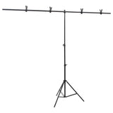 Vidaxl bakgrunnsstandard T-formet 201x60X (70-200) cm svart