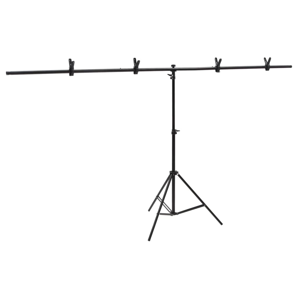 Vidaxl bakgrunnsstandard T-formet 201x60X (70-200) cm svart