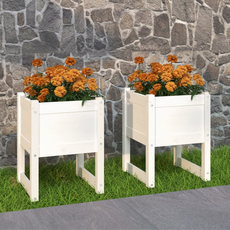 Jardinières vidaxl 2 ST 40x40x52,5 cm Pine solide blanc