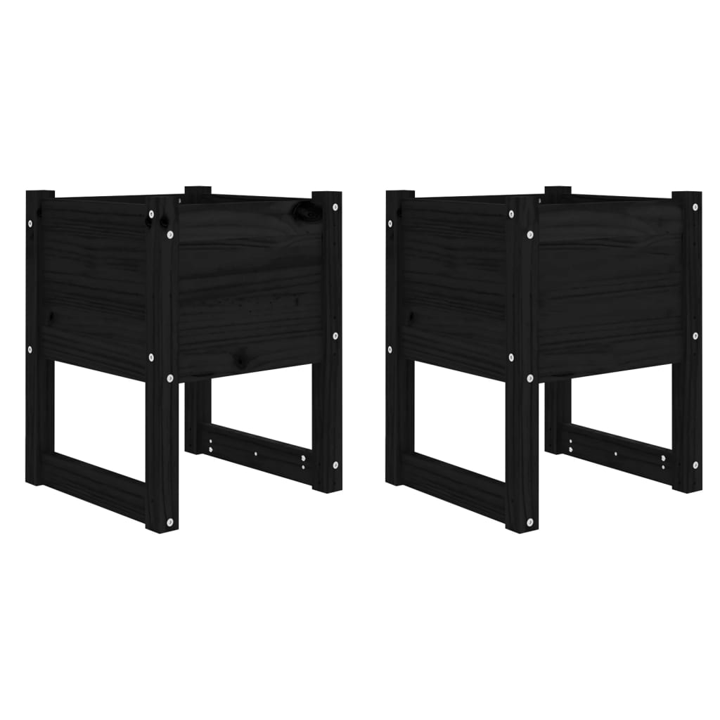 Vidaxl Planters 2 st 40x40x52.5 cm Solid pine black