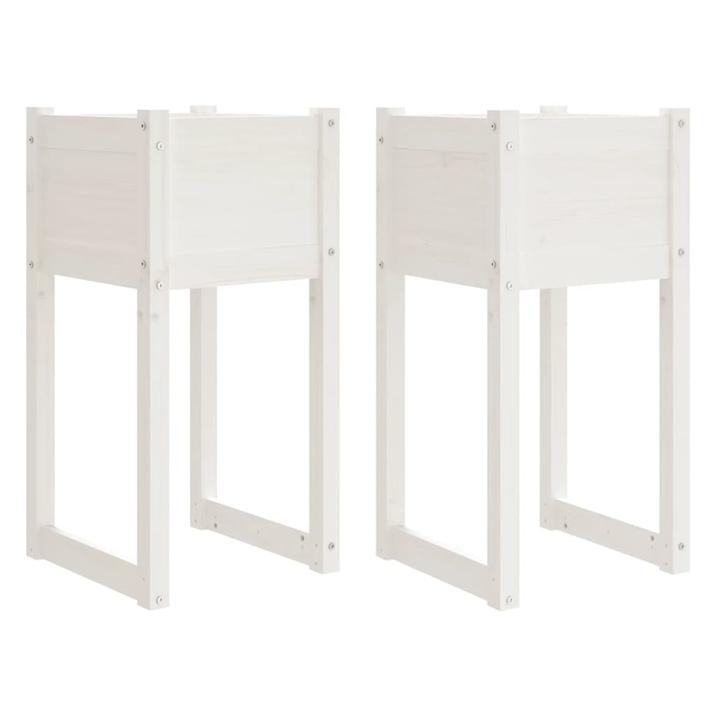 Vidaxl Planters 2 ST 40x40x81 cm Solid Pine White