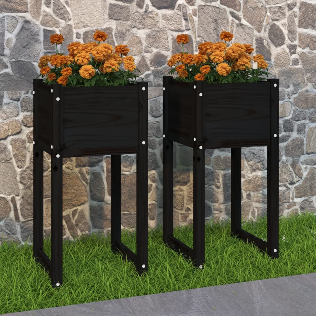 Vidaxl fioriere 2 ST 40x40x81 cm Pino solido nero