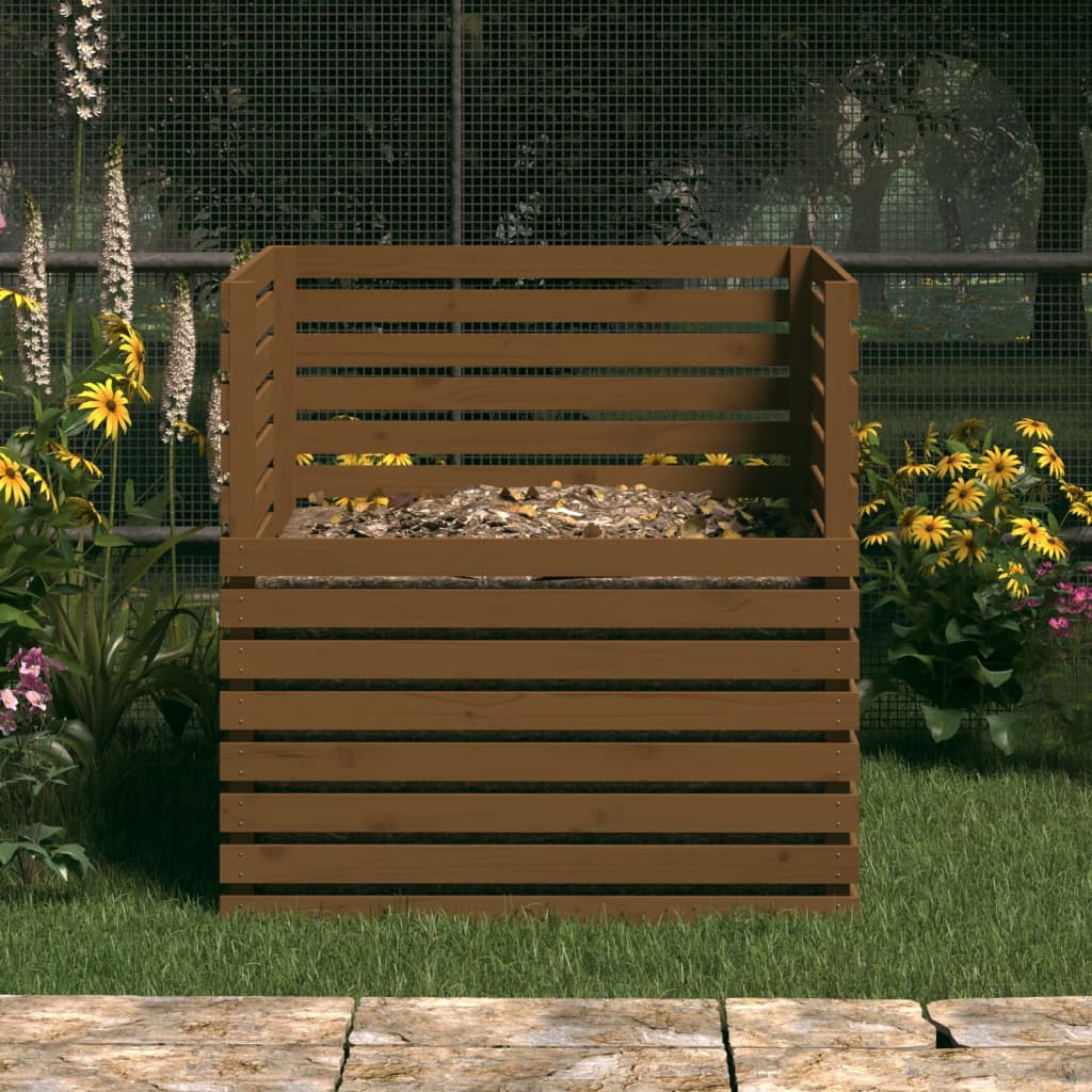 Vidaxl Compost Bin 100x100x102 cm Solid Pine Honey Brown