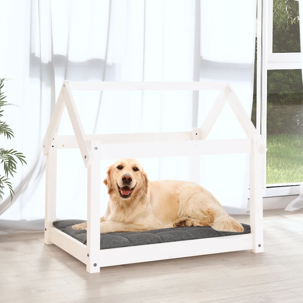 Vidaxl hundeseng 81x60x70 cm solid furuhvit