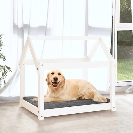 Lit de chien vidaxl 81x60x70 cm en pin massif blanc