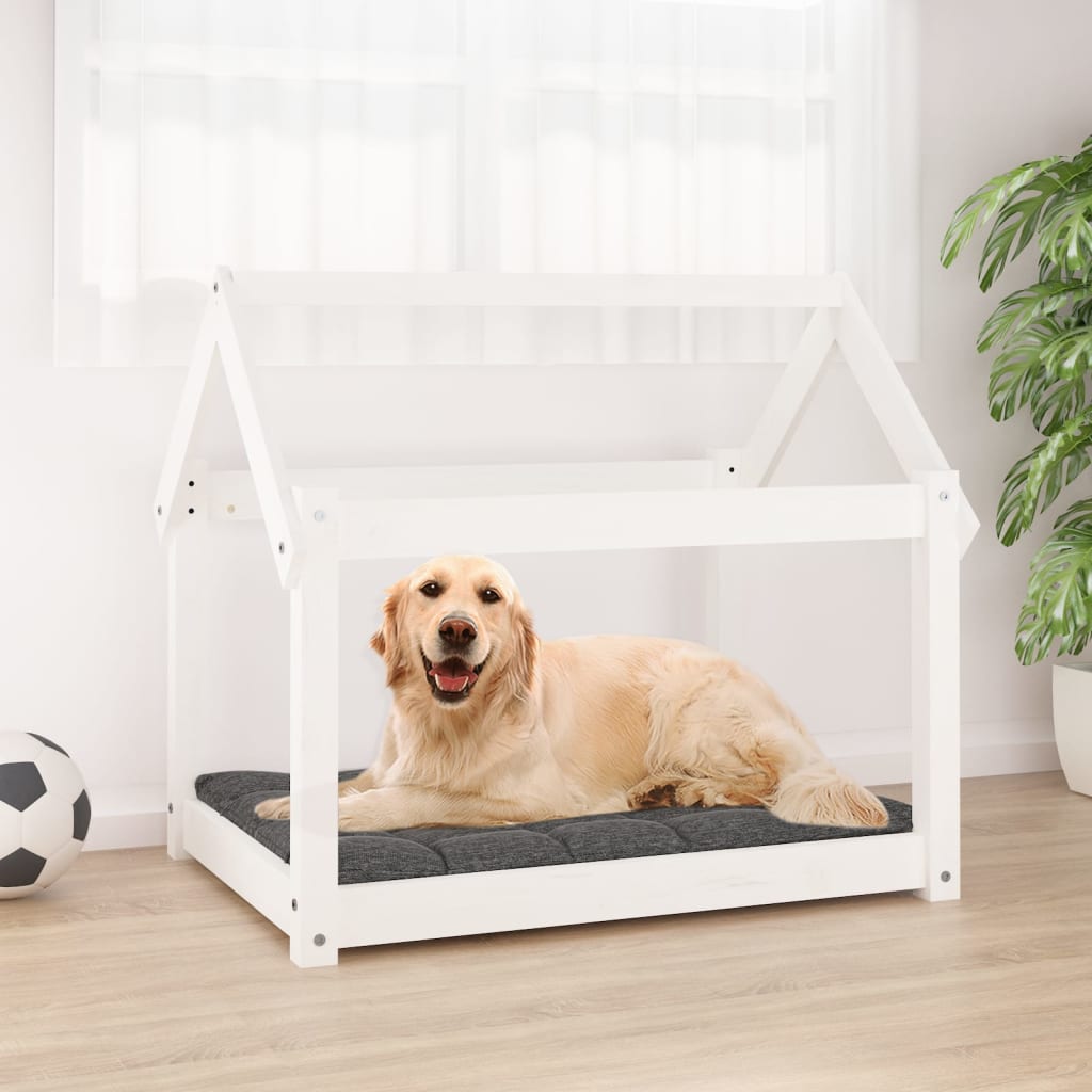 Vidaxl hundeseng 81x60x70 cm solid furuhvit