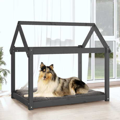 Lit vidaxl pour chiens 101x70x90 cm en pin massif gris gris