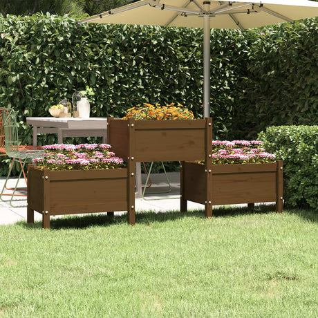 Boîte de planification de Vidaxl 178.5x44x75 cm Pine solide Honey Brown