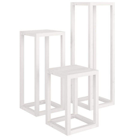 Vidaxl en 3 parties support de plante ensemble de pin solide blanc