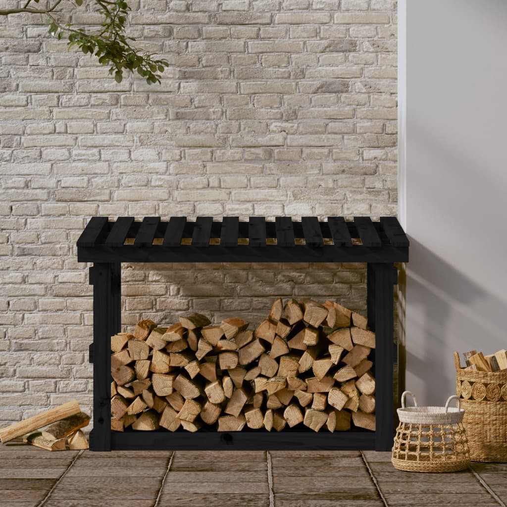 Vidaxl Chimenea Trek 108x64.5x77 cm de pino sólido negro