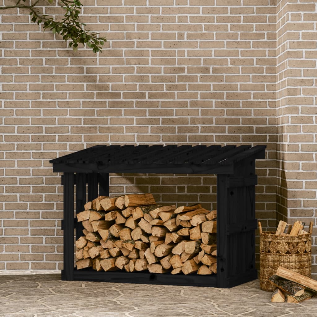 Vidaxl Chimenea Trek 108x64.5x77 cm de pino sólido negro