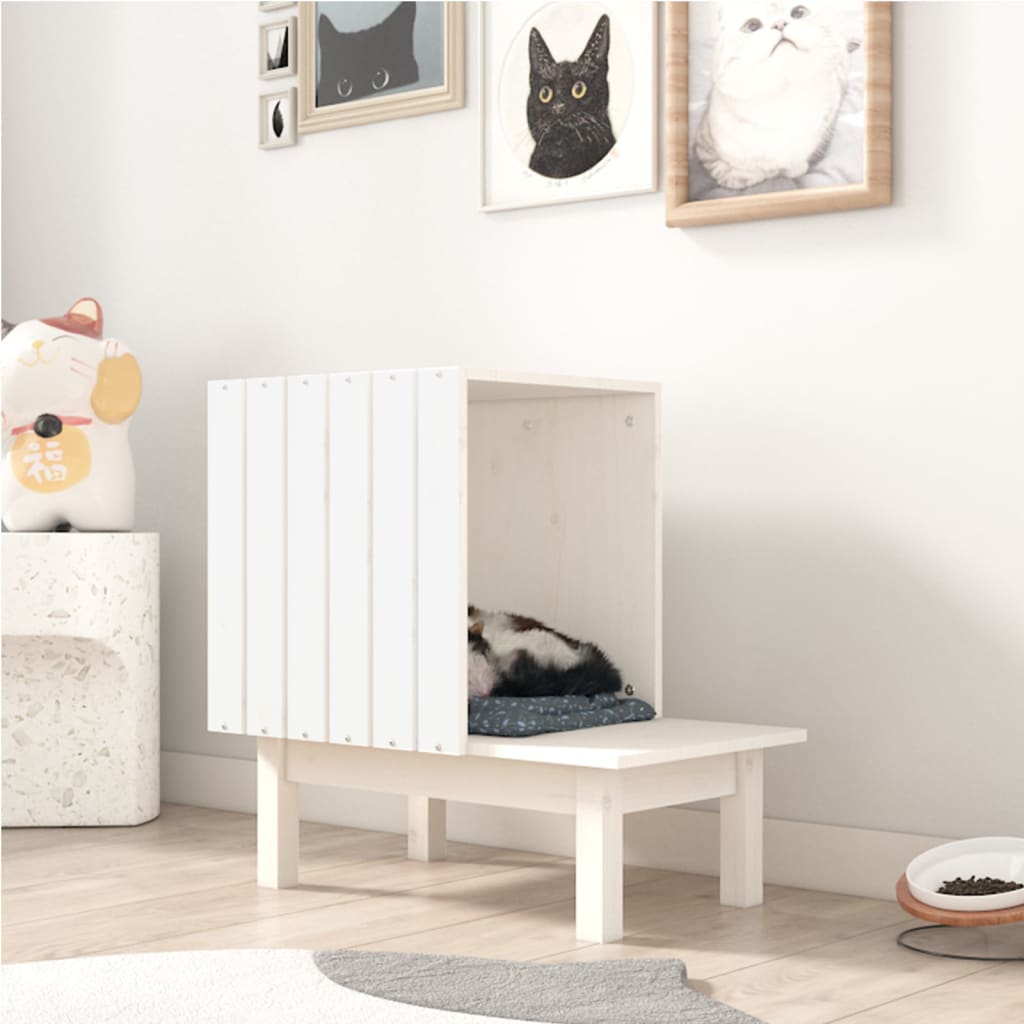 Vidaxl Kattenhuis 60x36x60 cm Pine solide blanc